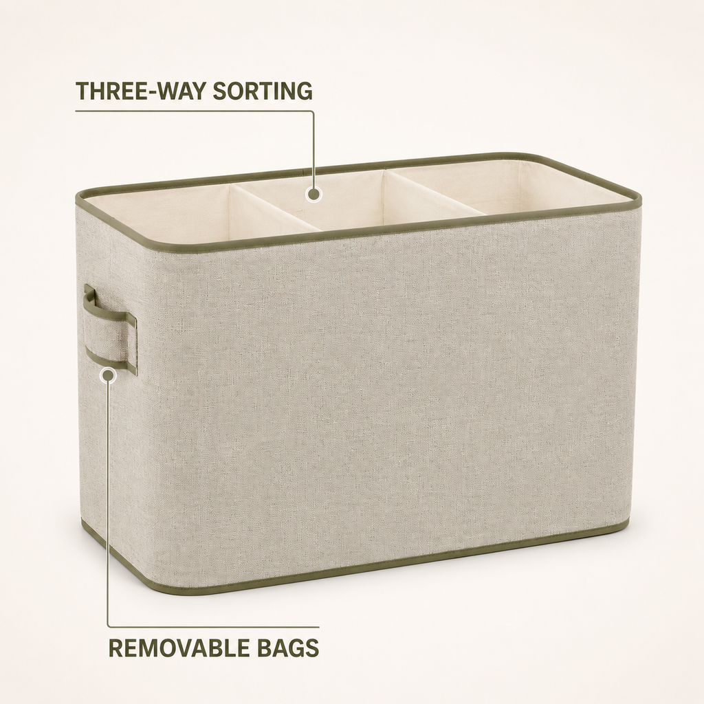 SortEase Triple Laundry Hamper