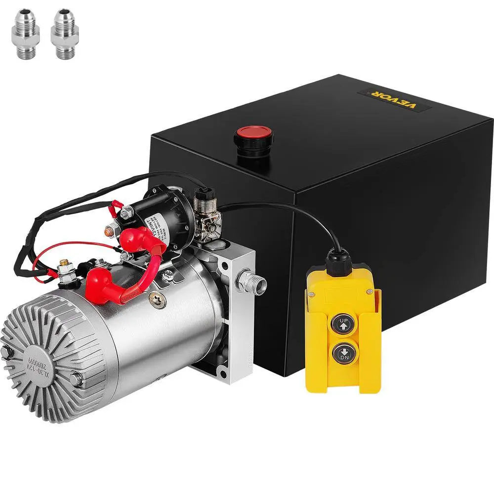12 qt. 12-VOLT 3200 PSI Hydraulic Power Pump Electric Dump Trailer Pump with Steel Reservoir for Car Lift
