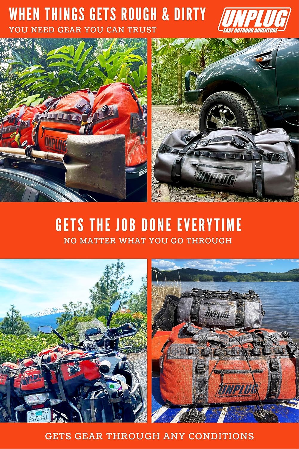 Ultimate Adventure Bag -1680D Heavy Duty Waterproof Travel Duffel Bags for Camping, Motorcycle Dry Bag, Waterproof Bags for Boating,…