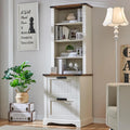 Bookcase with 2 File Drawers, 72" Tall Farmhouse Bookshelf with Storage and Adjustable Shelves, 4 Tier Rustic Wood Bookshelf with Cabinet…