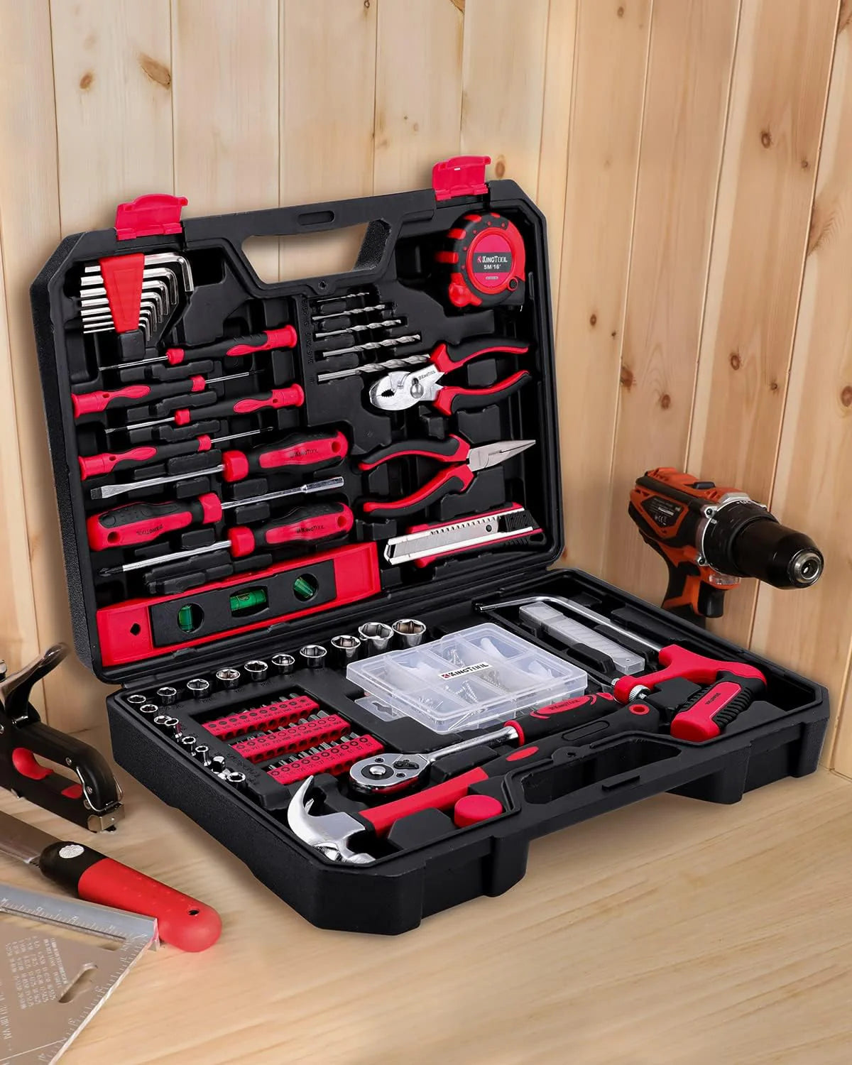 Home Tool Set Kit - 286 Pcs Home Auto Repair Tool Kit with Rolling Tool Box, Mechanic Tool Sets with 21V Max Cordless Power Drill, Perfect…