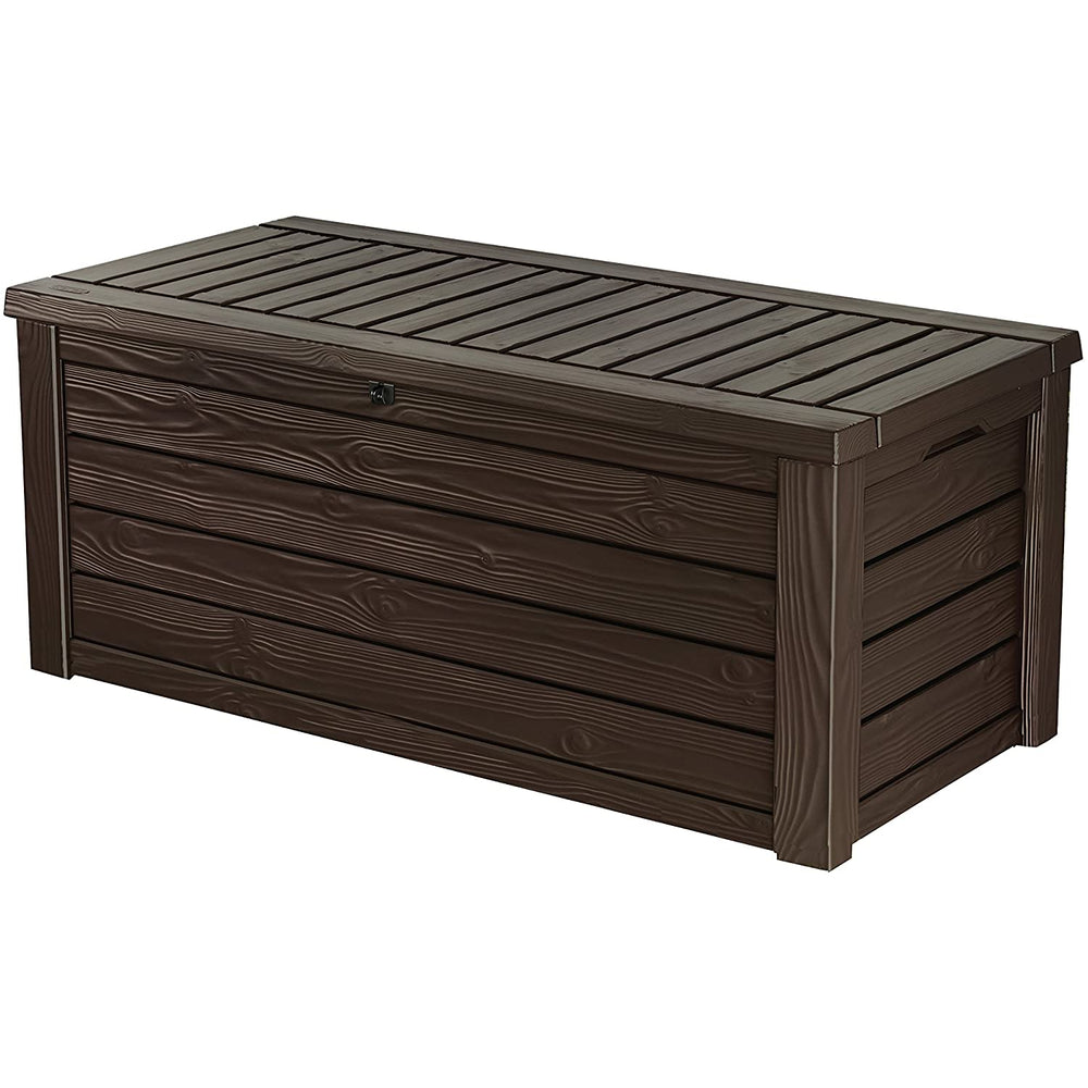 150 gallon Resin Large Deck Box-organization and Storage for Patio Furniture, Outdoor Cushions, Garden Tools and Pool Toys, Brown
