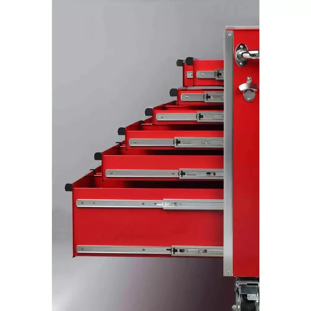 Heavy-duty 72 in. w X 24 in. D 15-DRAWER Tool Chest Mobile Workbench with Stainless Steel Top and Dual Locks in Red