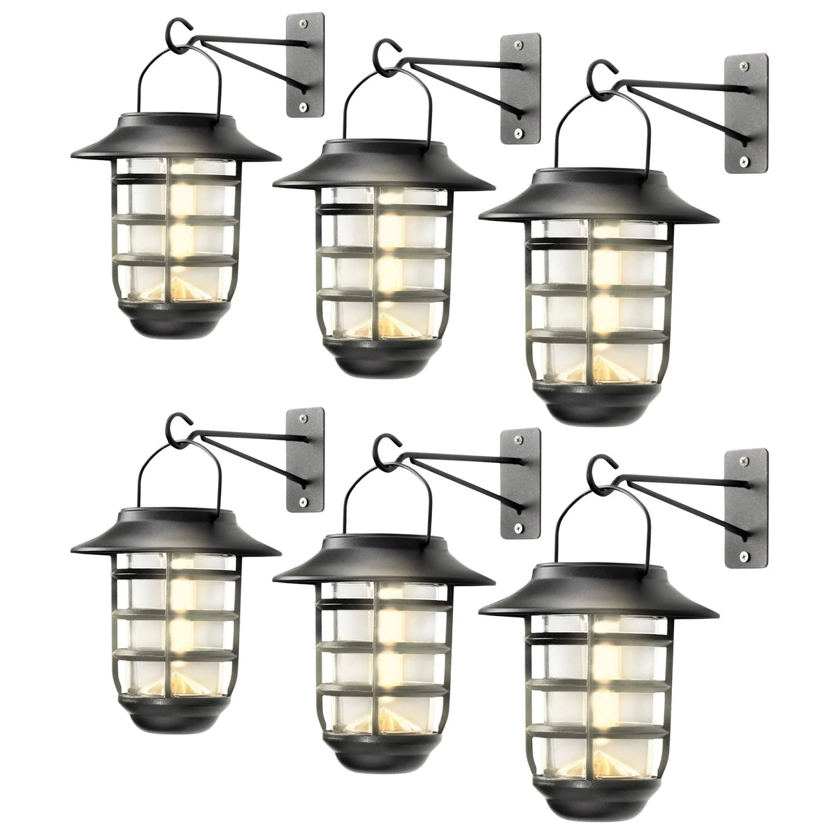 Home Zone Security Solar Outdoor Decorative Glass Wall Lantern Light No Wiring