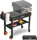 Portable Outdoor Grill Table, Folding Grill Cart Solid and Sturdy, Griddle Stand Large Space Table with Paper Towel Holder, Grill Stand for…