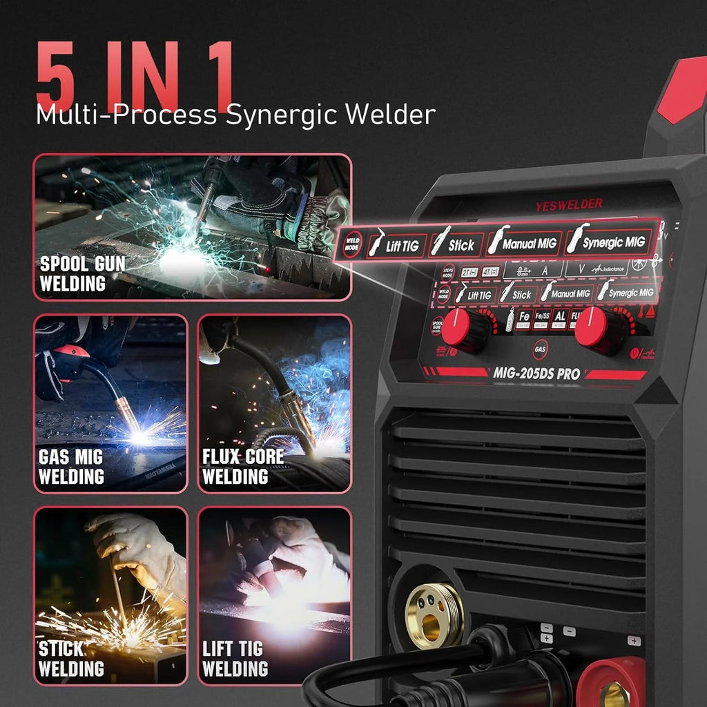 135AMP Mig WELDER,110V Flux Core Welder Flux Core Mig/lift Tig/stick 3-IN-1 Large LED Digital Display Welding Machine Igbt Inverter Welder