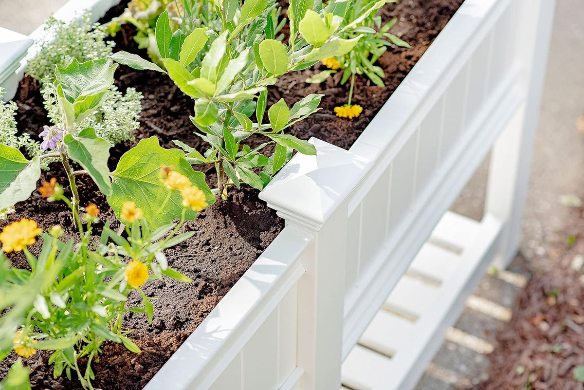 Cambridge 68 5W X 24L Vinyl Raised Planter with Extension Kit