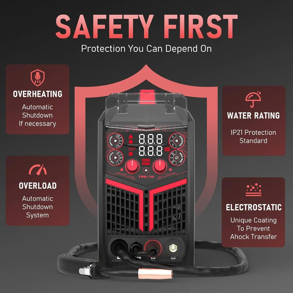 135AMP Mig WELDER,110V Flux Core Welder Flux Core Mig/lift Tig/stick 3-IN-1 Large LED Digital Display Welding Machine Igbt Inverter Welder