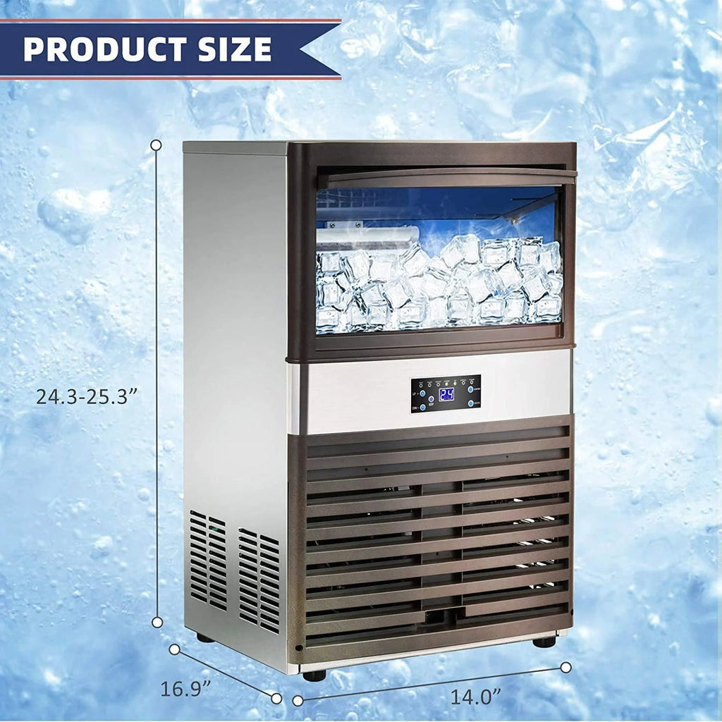 Commercial Ice - 110LBS/24H Stainless Steel Free-standing Ice Machine Maker Air Cooling Ice