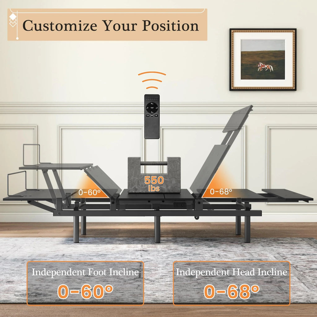 Adjustable Bed Frame -Wireless Remote -Memory Function -Adjustable Bed Base -Head and Foot Lift Incline -Zero Gravity -Quiet Motorfor Lying…