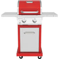 2-BURNER Propane Gas Grill, Red Stainless Steel, 28,000 Btus, Compact Design