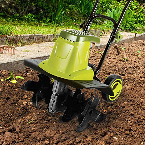 16-INCH 12-AMP Electric Tiller and Cultivator , Green