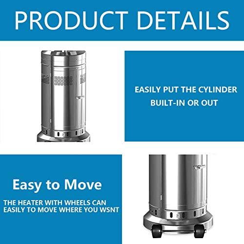 2 Set 48,000-BTU Umbrella Patio Propane Heater with Wheels,stainless Steel Patio Heater,stainless Steel Floorstanding Liquid Propane Heater…