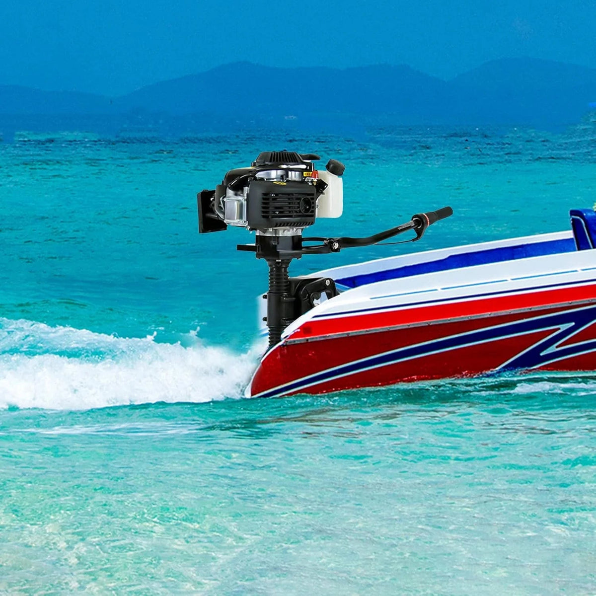 4 Stroke Outboard Motor, 4HP Heavy Duty Fishing Boat Engine with Wind Cooling Cdi System, 55CC Jet Pump Boat Engine for Fishing Boats,…