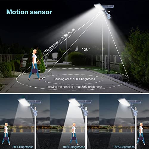 450W Solar Street Flood Lights Outdoor Lamp with Remote Control Dusk to Dawn Security Lighting for Yard Garden Gutter Basketball Court Arena…