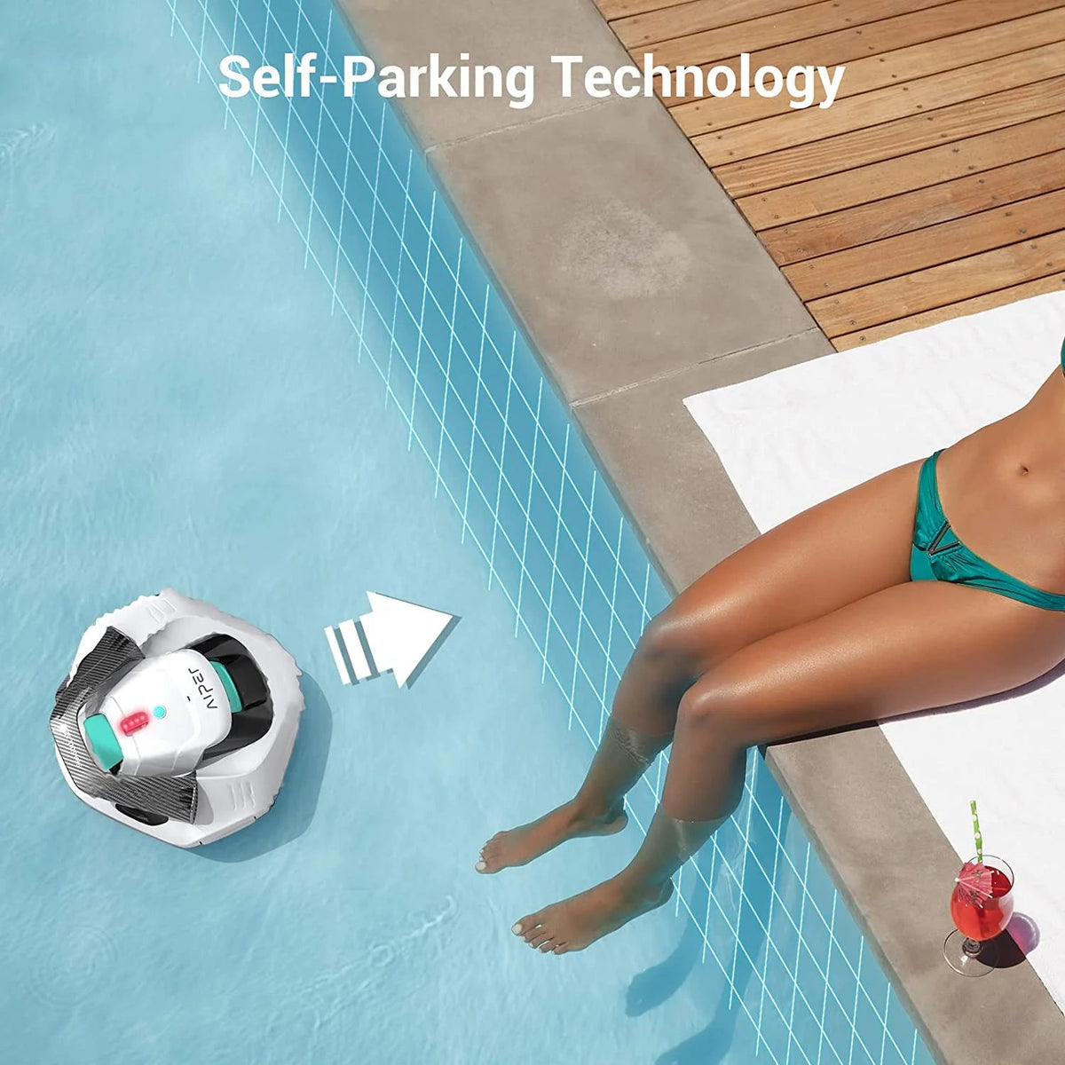 Cordless Robotic Pool Cleaner, Pool Vacuum with Dual-drive Motors