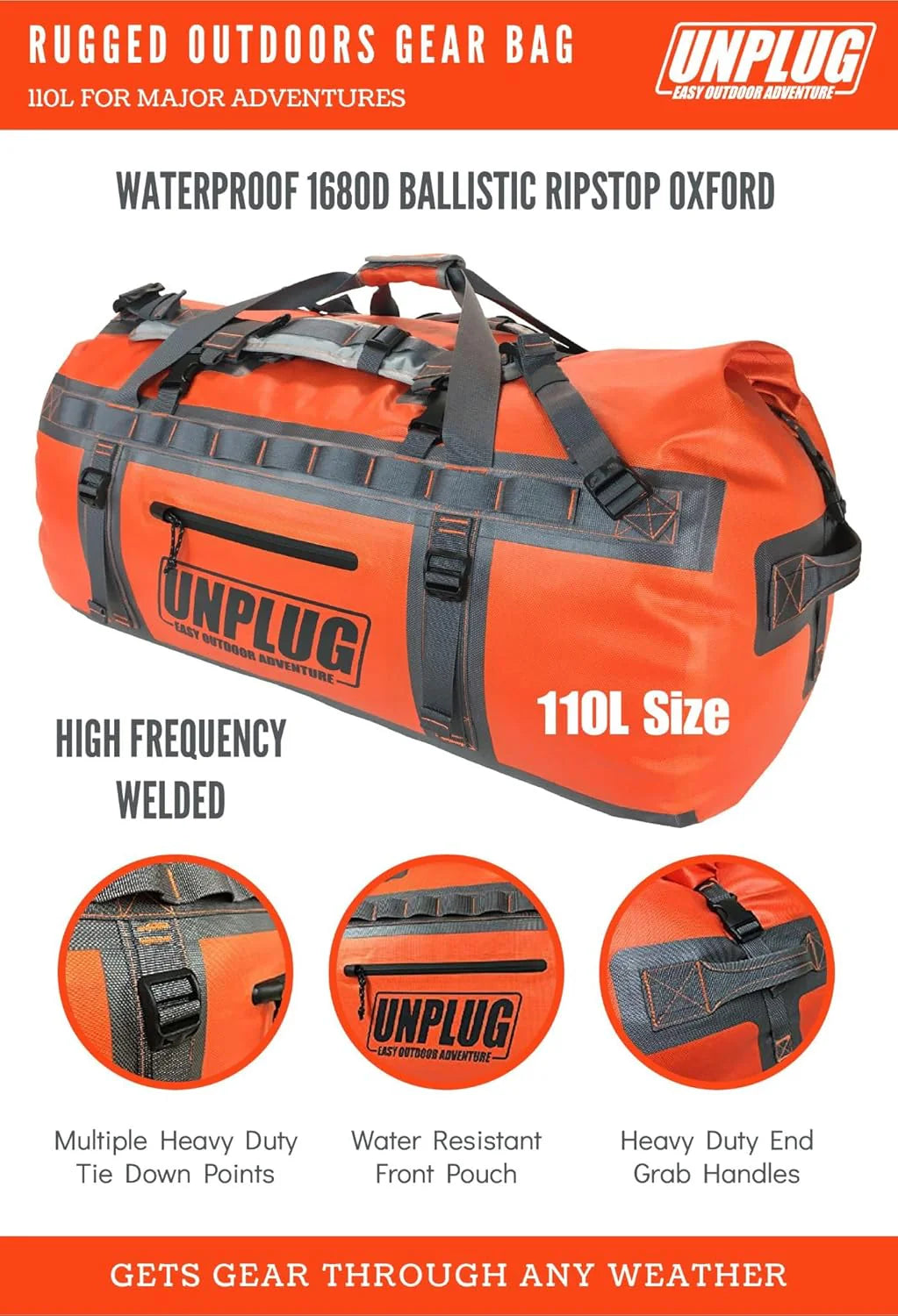 Ultimate Adventure Bag -1680D Heavy Duty Waterproof Travel Duffel Bags for Camping, Motorcycle Dry Bag, Waterproof Bags for Boating,…