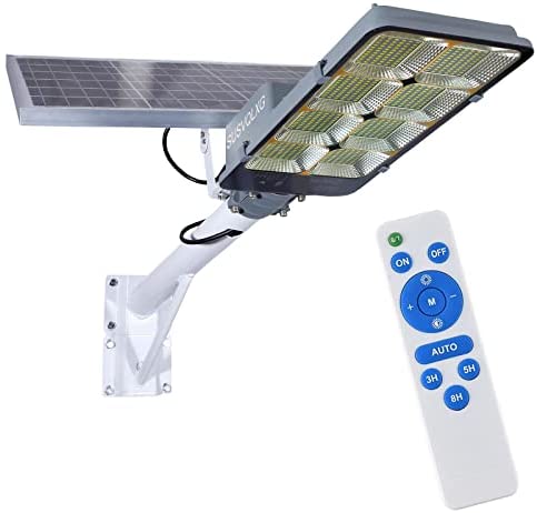 450W Solar Street Flood Lights Outdoor Lamp with Remote Control Dusk to Dawn Security Lighting for Yard Garden Gutter Basketball Court Arena…