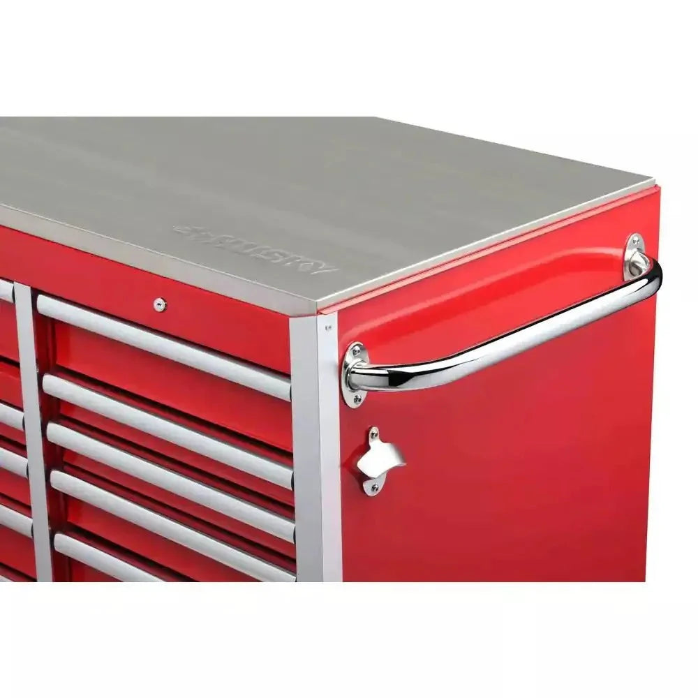 Heavy-duty 72 in. w X 24 in. D 15-DRAWER Tool Chest Mobile Workbench with Stainless Steel Top and Dual Locks in Red