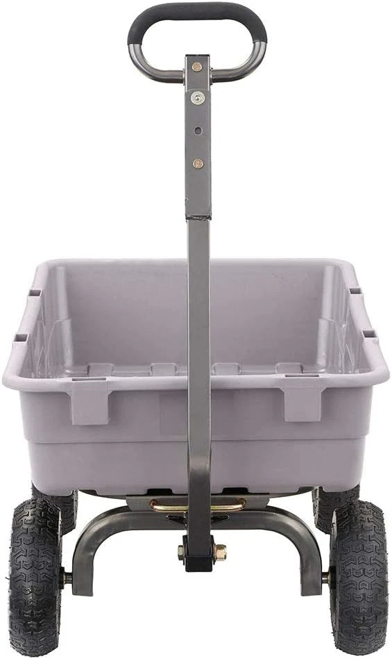 Heavy Duty Poly Utility Dump Wagon Garden Cart W/pneumatic Tires, 6 Cu ft - 1200 lb Capacity Outdoor Wheelbarrow for Yard, Landscaping &…