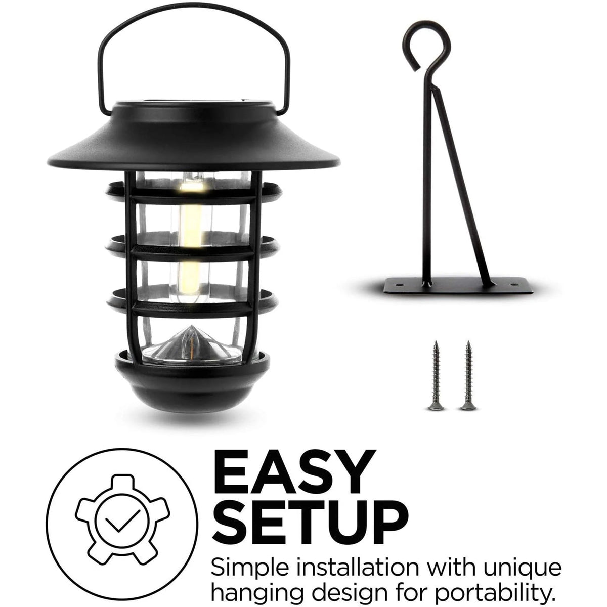 Home Zone Security Solar Outdoor Decorative Glass Wall Lantern Light No Wiring