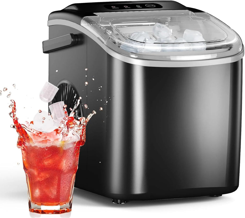 Ice Maker Countertop, Efficient Easy Carry Ice Machine, Self-cleaning Ice Maker with Ice Scoop & Basket, 9PCS/ 8MINS 26.6LBS Per Day for…