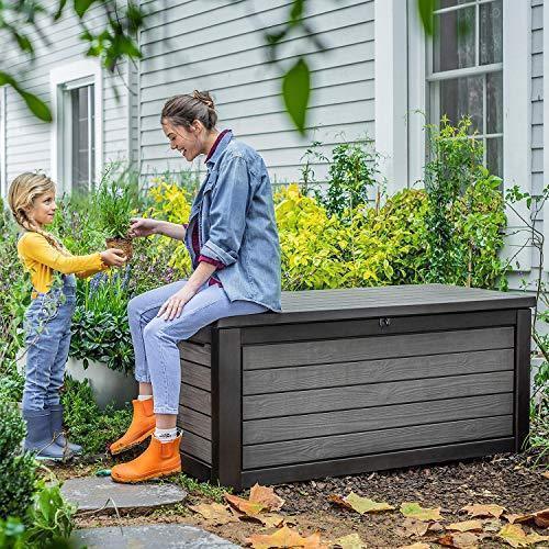 165 gallon Weather Resistant Resin Deck Storage Container Box Outdoor Patio Garden Furniture, Brown