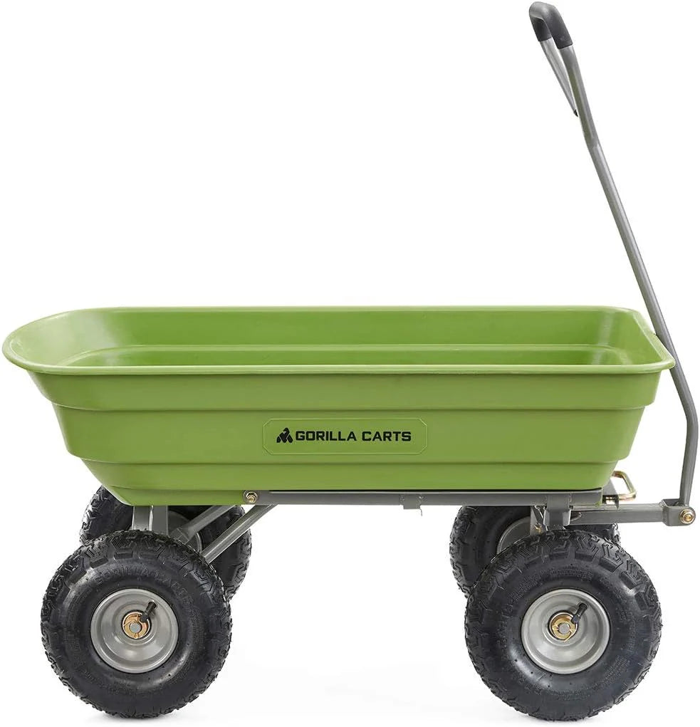 Heavy Duty Poly Utility Dump Wagon Garden Cart W/pneumatic Tires, 6 Cu ft - 1200 lb Capacity Outdoor Wheelbarrow for Yard, Landscaping &…