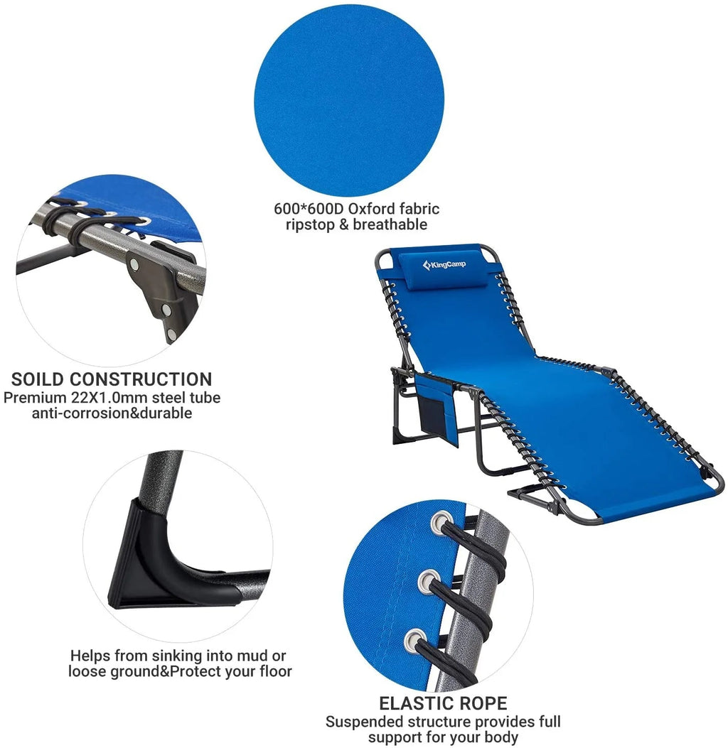 4-FOLD Outdoor Folding Chaise Lounge Chair for Beach