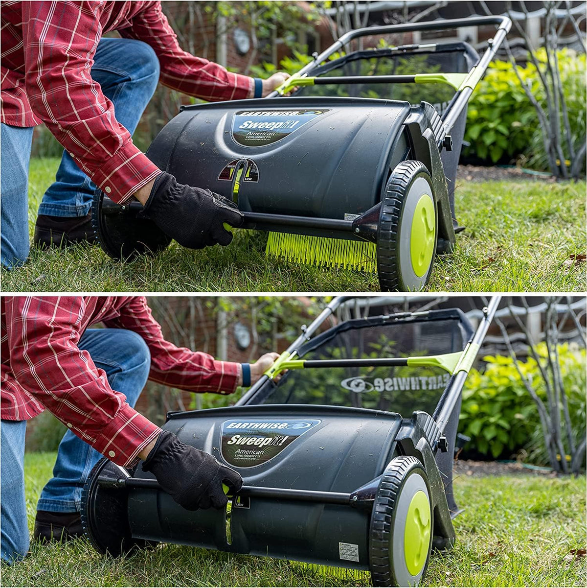 21-INCH Width Leaf & Grass Push Lawn Sweeper, Black