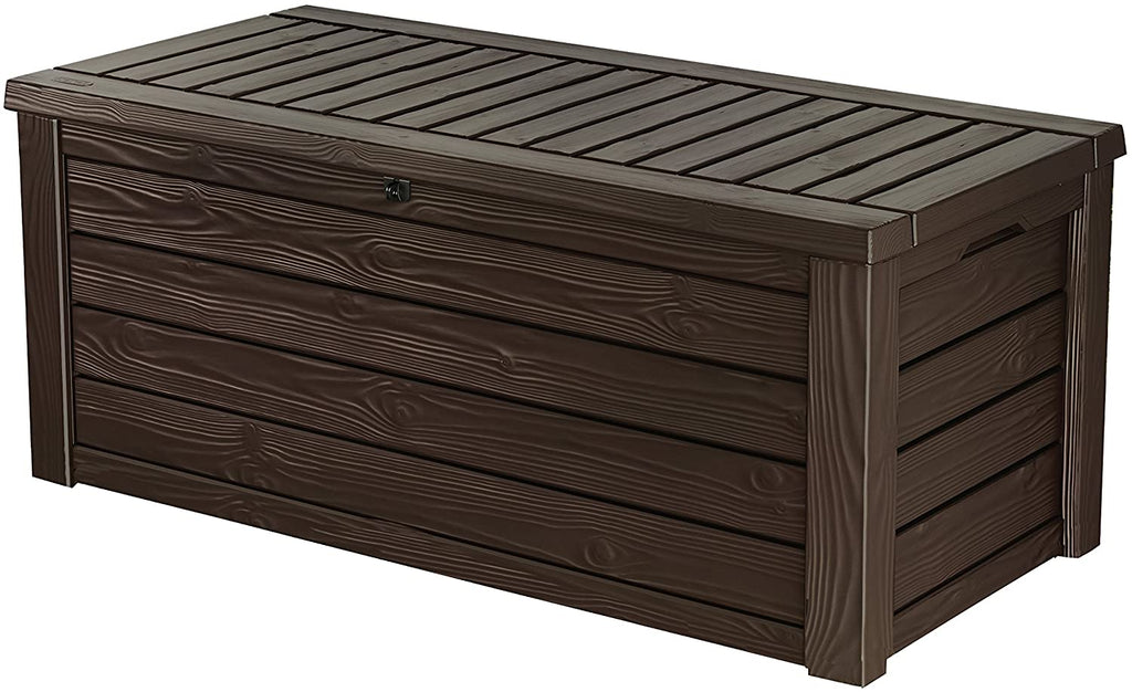 150 gallon Resin Large Deck Box-organization and Storage for Patio Furniture, Outdoor Cushions, Garden Tools and Pool Toys, Brown