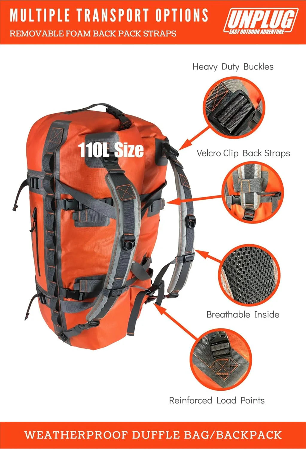 Ultimate Adventure Bag -1680D Heavy Duty Waterproof Travel Duffel Bags for Camping, Motorcycle Dry Bag, Waterproof Bags for Boating,…