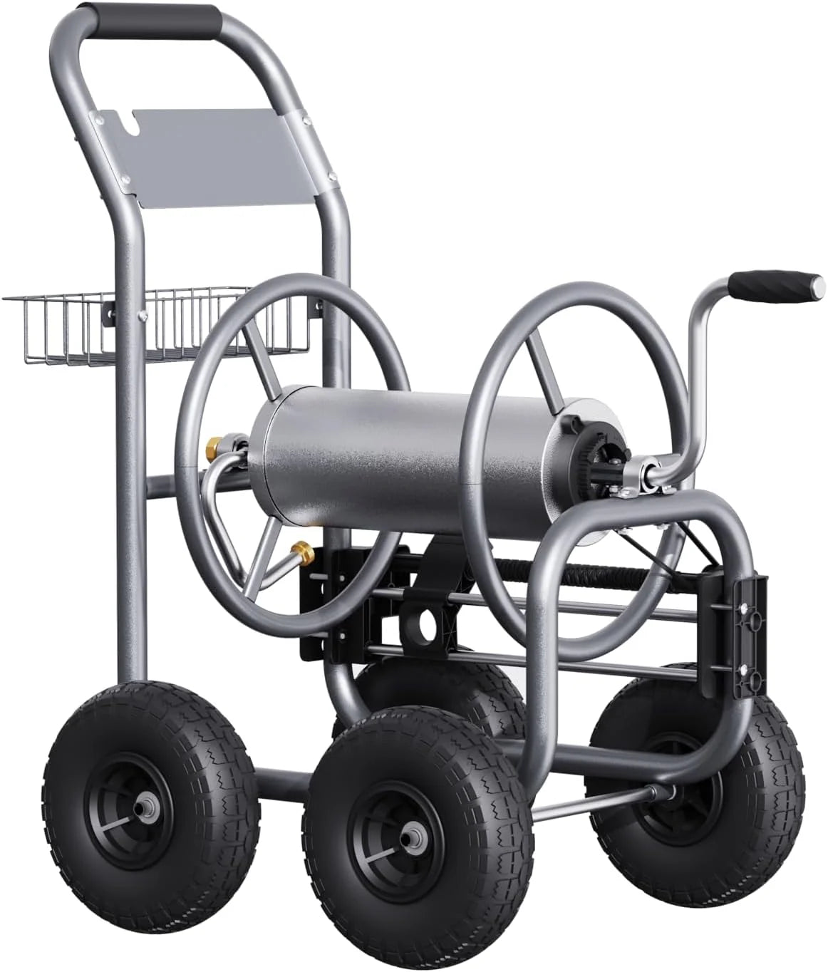 Hose Reel Cart, Hose Cart with Wheels Heavy Duty, Industrial Hose Reels for Outside, 250-FEET of 5/8" Hose Capacity, Hose Guide…