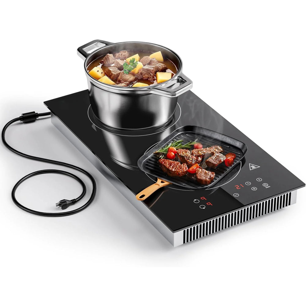 Induction Cooktop 2 Burners, 12 Inch Bulit-in & Countertop Induction Stove with Plug 110V-120V, 9 Power Levels Electric Stove 1800W, Child…