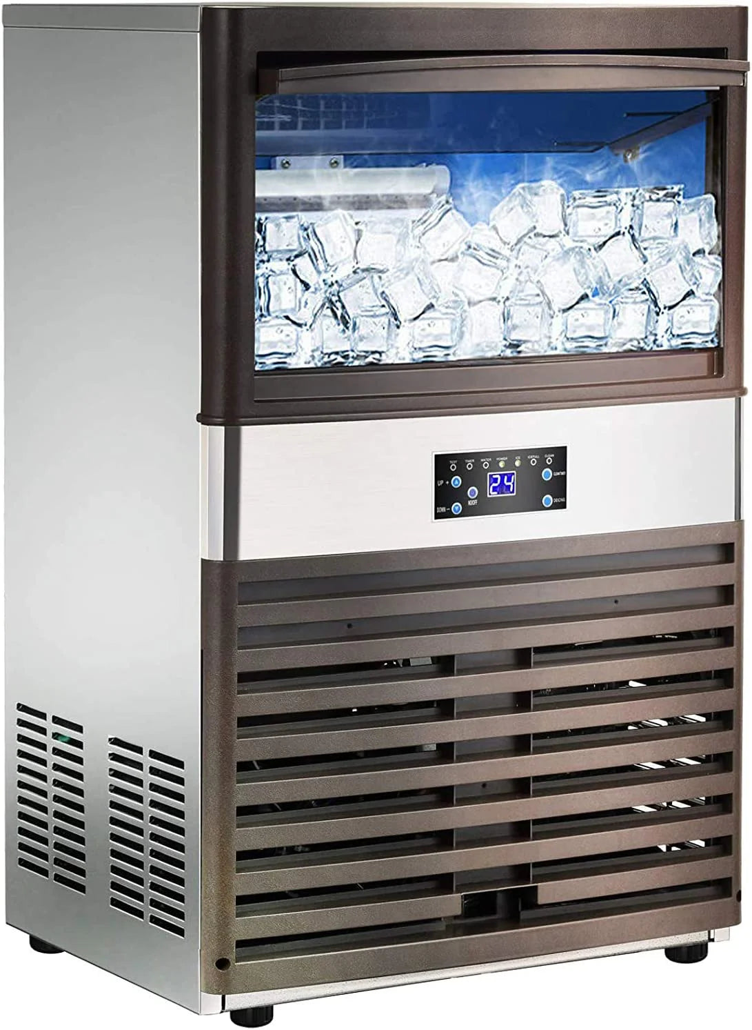 Commercial Ice - 110LBS/24H Stainless Steel Free-standing Ice Machine Maker Air Cooling Ice