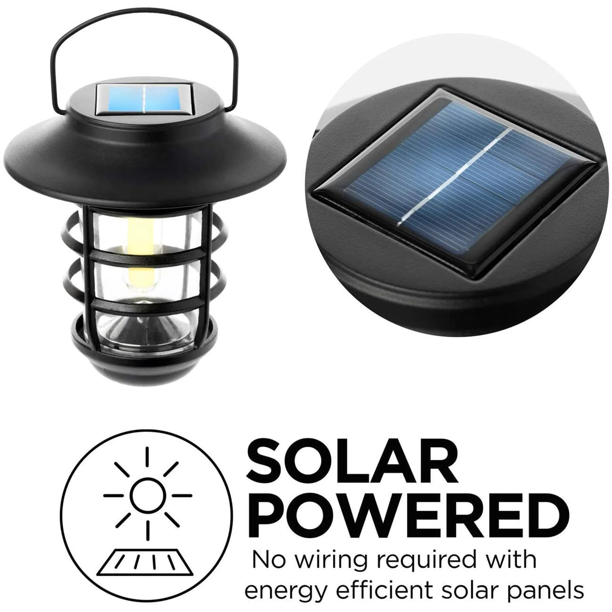Home Zone Security Solar Outdoor Decorative Glass Wall Lantern Light No Wiring