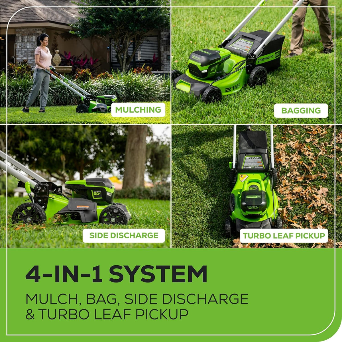 60V 21" Cordless (Self-propelled) Lawn Mower , 2 X 4.0AH Batteries and Dual Port Rapid Charger