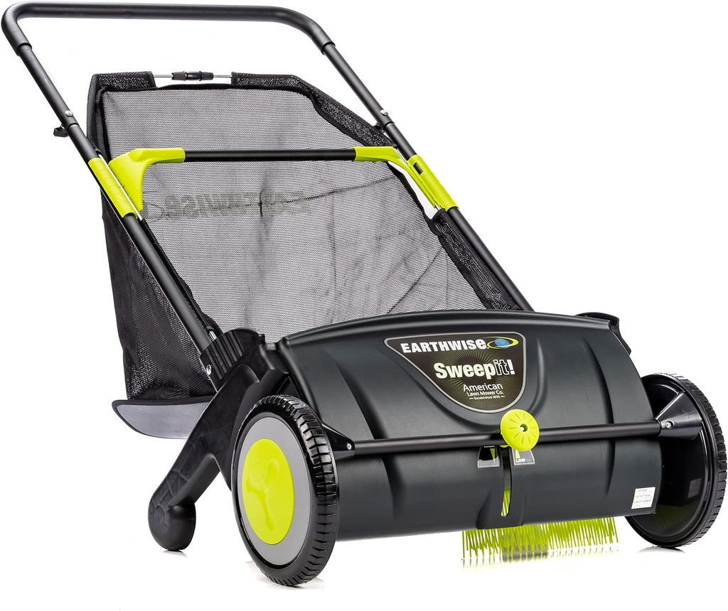 21-INCH Width Leaf & Grass Push Lawn Sweeper, Black