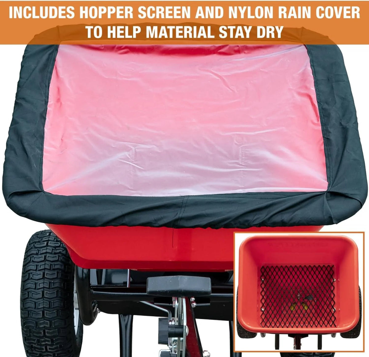 Multi-purpose Walk Behind Push Spreader, 100 Pound Capacity, Multi Use Tool for Grass Seed, Salt, De-icer, Fertilizer and Seeds