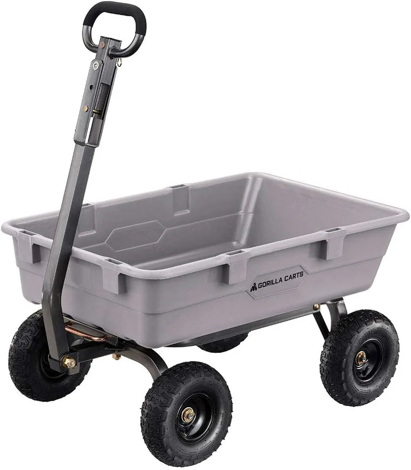 Heavy Duty Poly Utility Dump Wagon Garden Cart W/pneumatic Tires, 6 Cu ft - 1200 lb Capacity Outdoor Wheelbarrow for Yard, Landscaping &…