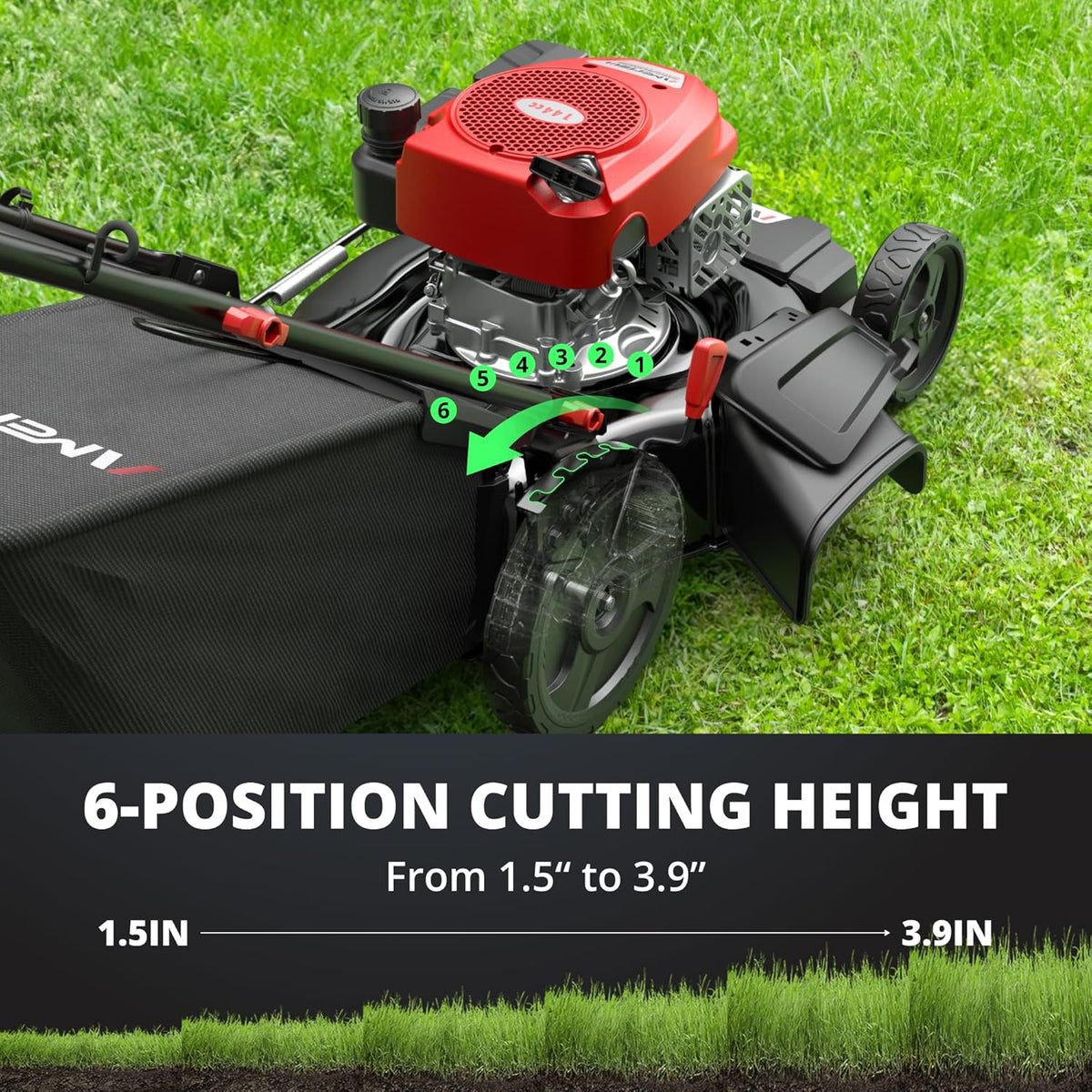 21" Steel Deck Gas Lawn Mower, Heavy-duty 3-IN-1 Push Mower, 144CC 4-STROKE Engine, 6-POSITION Height Adjustment, Large 1.4 Bushel Grass…