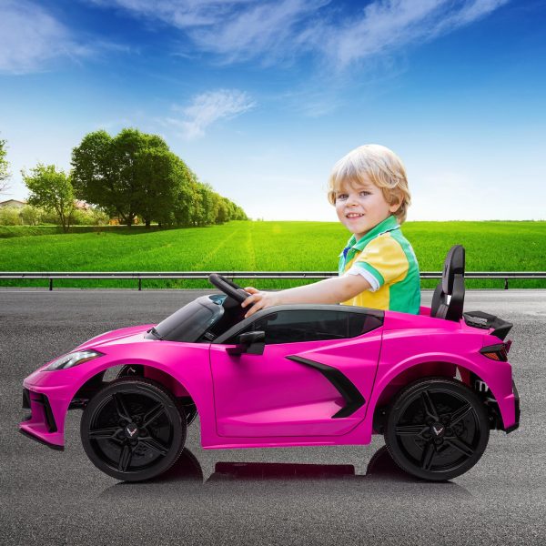 12V Kids Ride on Car Corvette Battery Powered Car Toddles Electric Sports Car Toy with Remote Control, Visual Dashboard, LED Lights, Music,…
