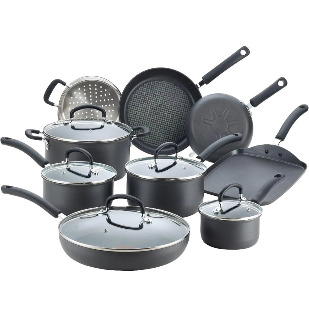 Ultimate Hard Anodized Nonstick Cookware Set 17 Piece, Oven Broiler Safe 400F, Lid Safe 350F, Kitchen Cooking Set W/fry Pans, Saucepans,…