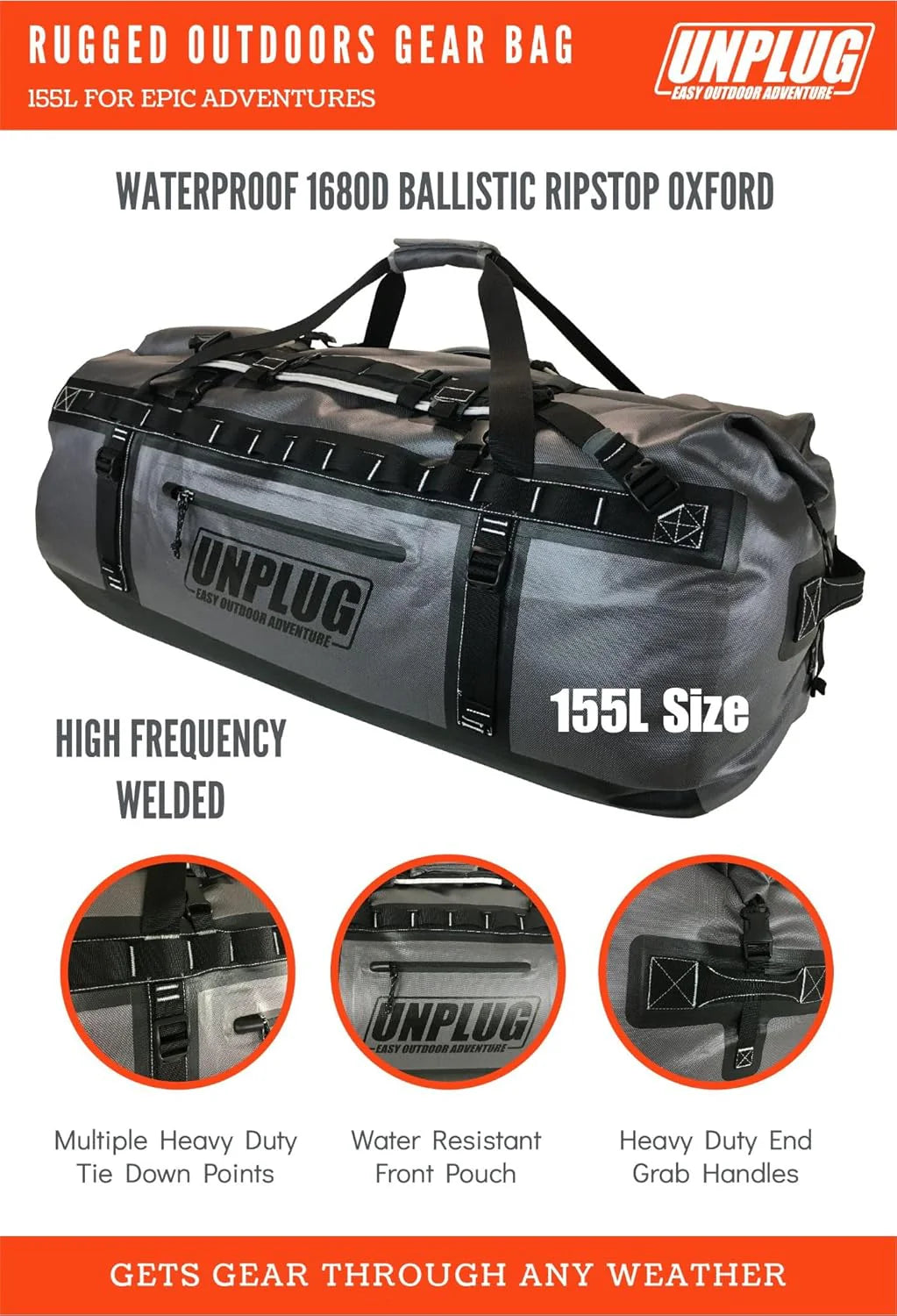 Ultimate Adventure Bag -1680D Heavy Duty Waterproof Travel Duffel Bags for Camping, Motorcycle Dry Bag, Waterproof Bags for Boating,…