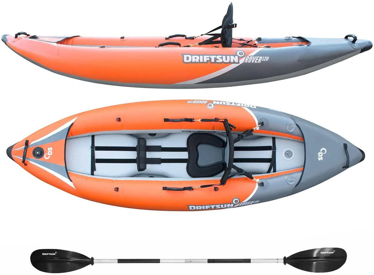 120/220 Inflatable Tandem White-water Kayak with High Pressure Floor and Eva Padded Seats with High Back Support, Includes Action Cam Mount,…
