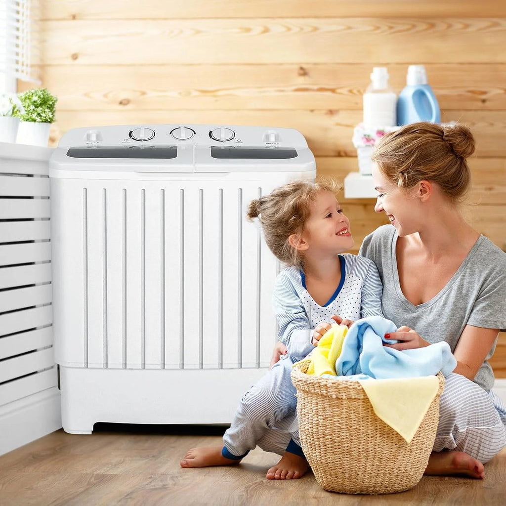 Portable Washing Machine, Twin Tub 20 lbs Capacity, WASHER(12 lbs) and SPINNER(8 lbs), Durable Design, Timer Control, Compact Laundry Washer…