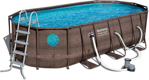 18' X 9 'X 48' Above Ground Swimming Pool Set with Metal Frame Home Swimming Pool Sand Filter Pump, Skimmer and Vacuum