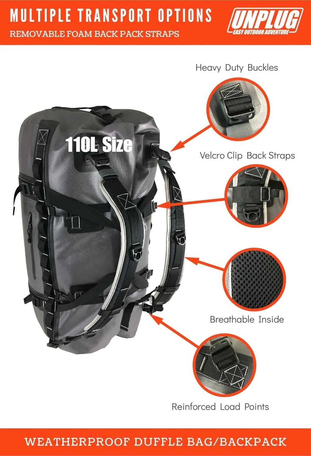 Ultimate Adventure Bag -1680D Heavy Duty Waterproof Travel Duffel Bags for Camping, Motorcycle Dry Bag, Waterproof Bags for Boating,…