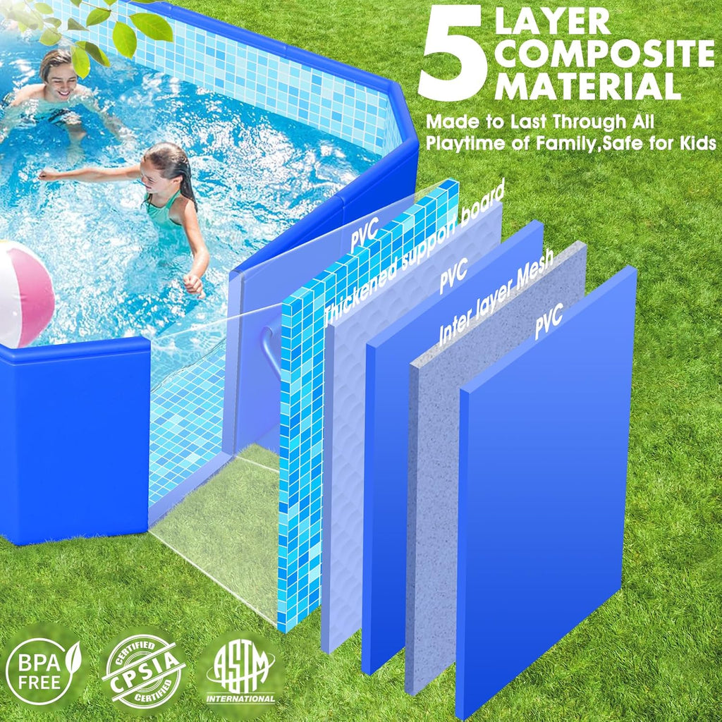 Foldable Pool, Large Non-inflatable Swimming Pool for Kids,adult Collapsible Pools Hard Plastic Shell, Oversized Thickened,portable Folding…