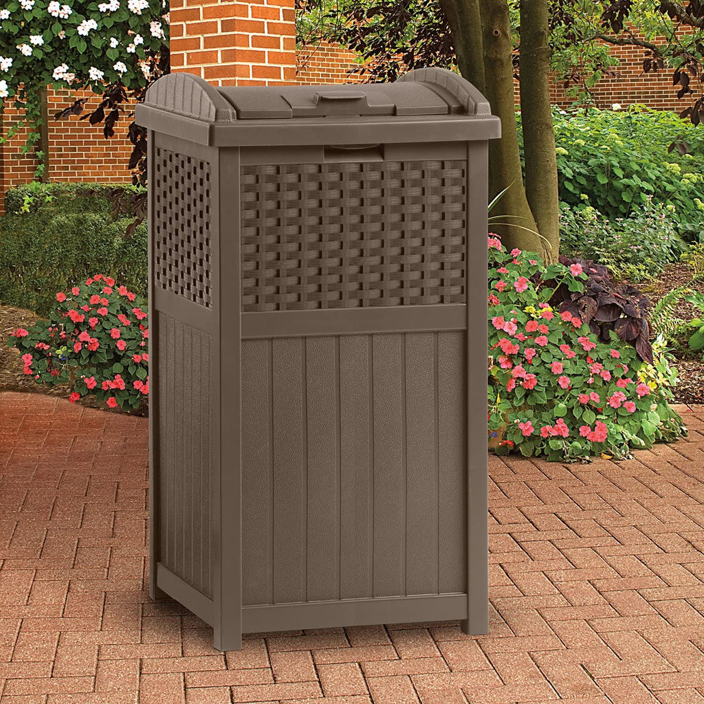 77 quart Resin Beverage Cart, Java & Suncast 33 gallon Resin Trash Can